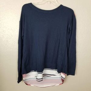 Market & Spruce Navy Split Back Hi-Lo Sweater M